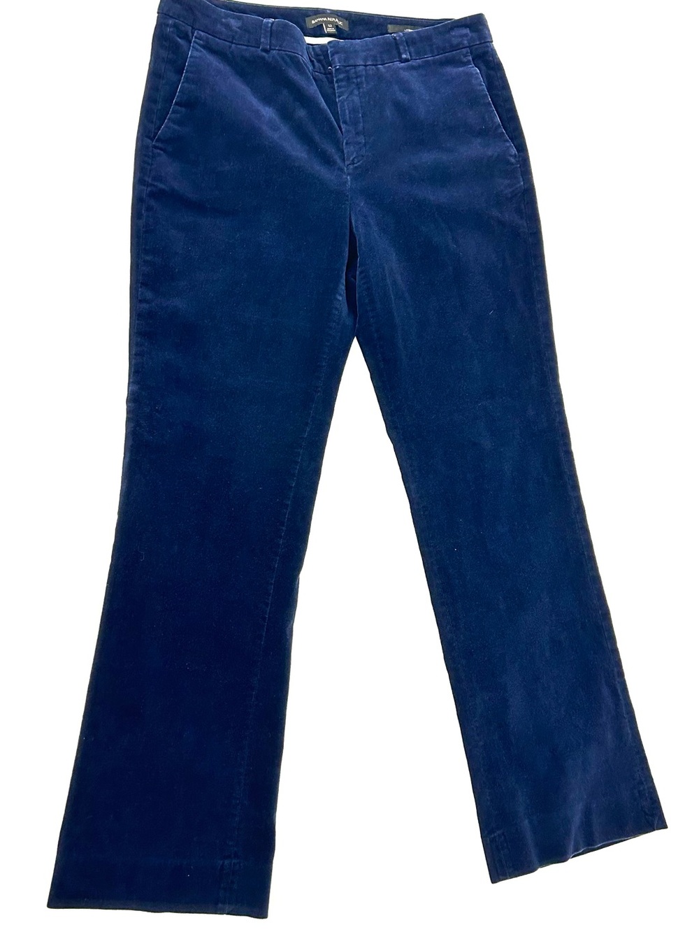 Banana Republic Logan Velvet Pants 12 Navy Blue Stretch Trouser Flare